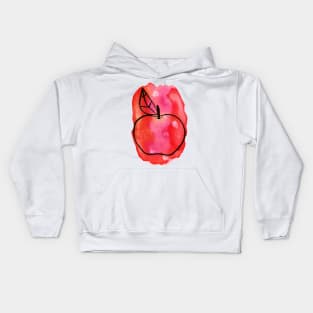 Red Apple Watercolor Kids Hoodie